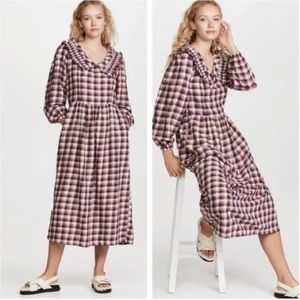 TACH Clothing Anthropologie Lulu Plaid Flannel Midi Dress